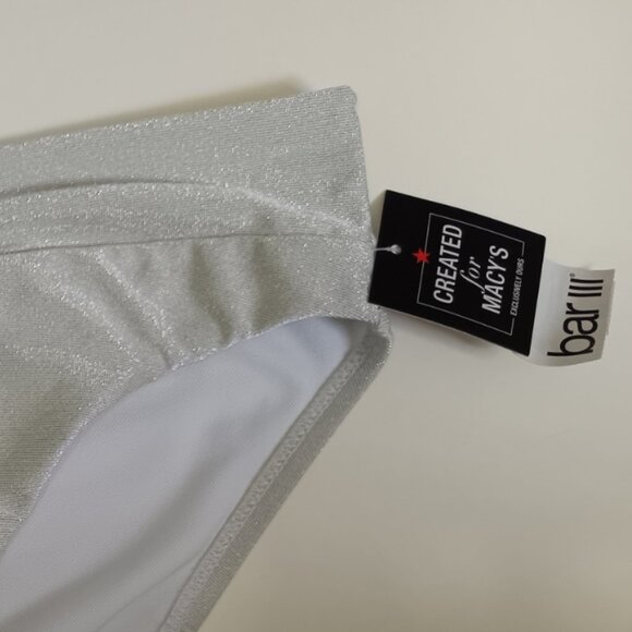 Bar III Womens Shimmer High-Leg Bikin Ivory XL - Picture 3 of 4